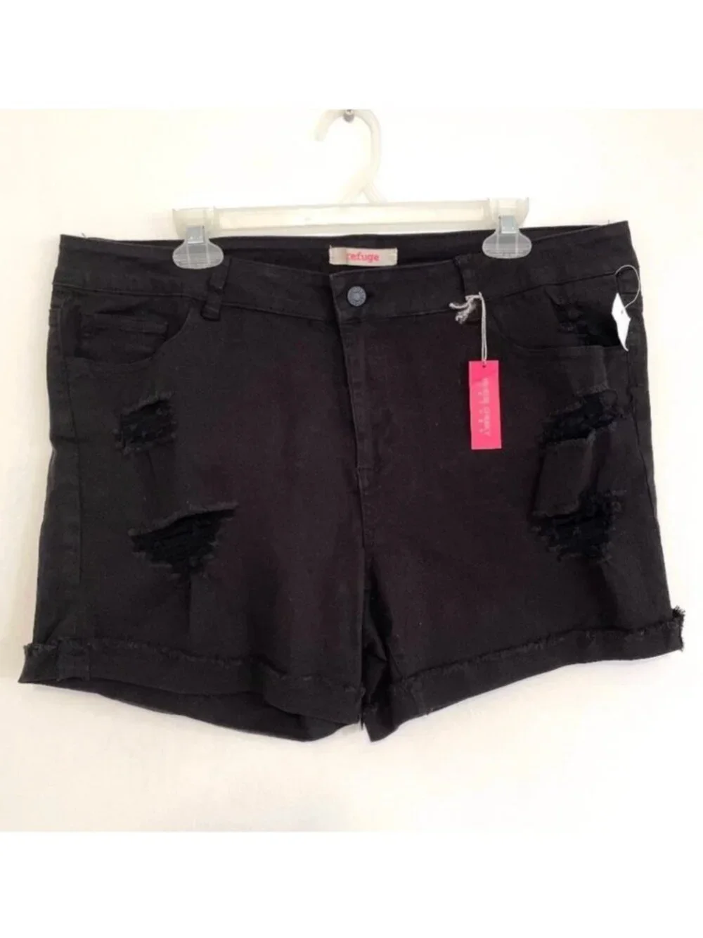 NEW NWT REFUGE Hi-Rise Cheeky Jean Shorts Black High Waisted 5